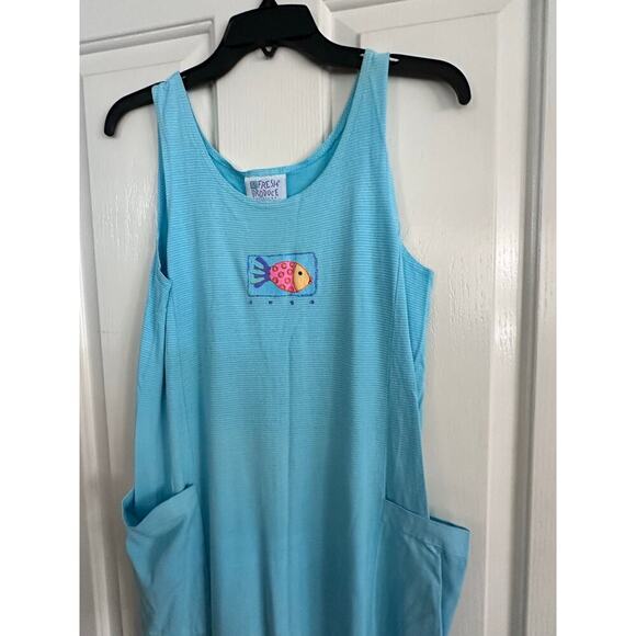 Fresh Produce Women's Blue Side Pockets Scoop Neck Midi Dress Size Small - Picture 5 of 9